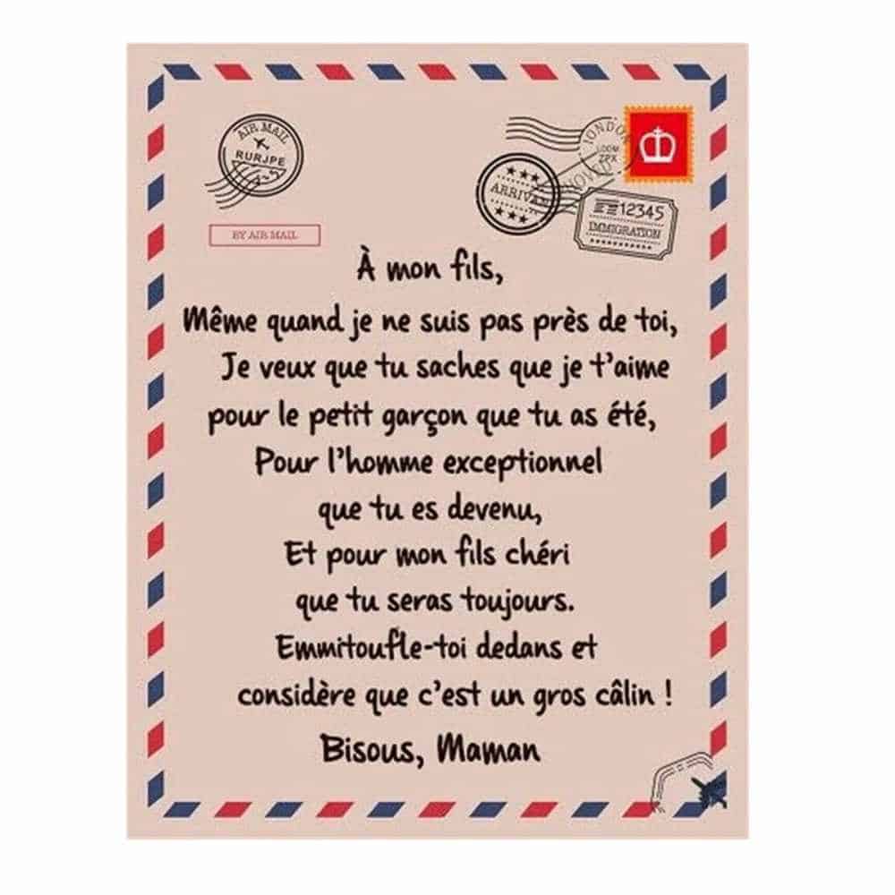 Plaid Personnalisé en Flanelle Ma fille ou Mon Fils signé Maman