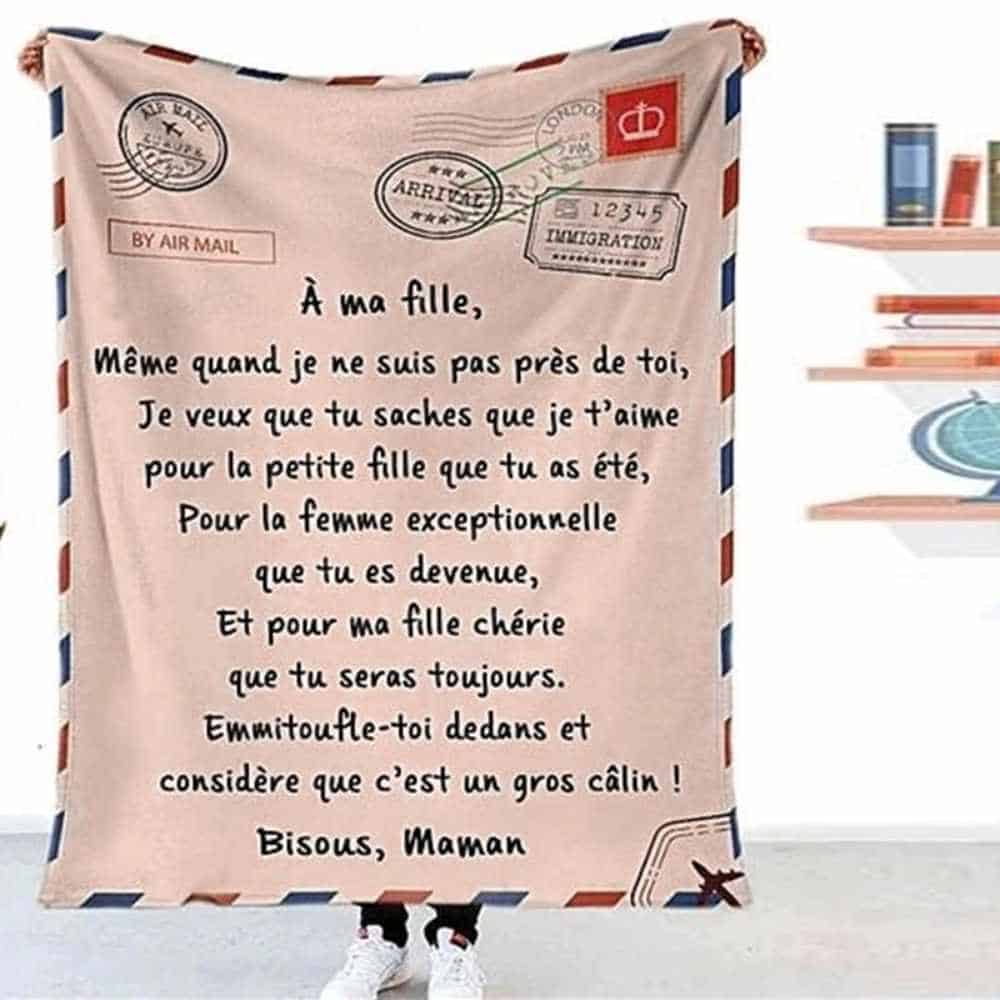 Plaid Personnalisé en Flanelle Ma fille ou Mon Fils signé Maman