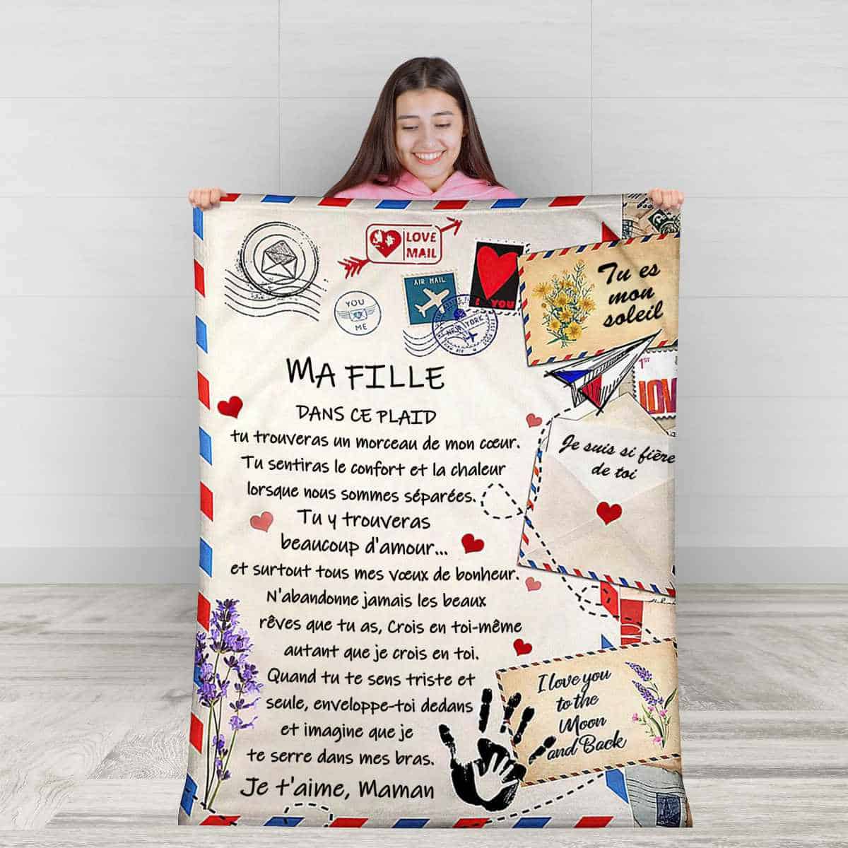 Plaid Personnalisé à offrir à sa fille, signé Maman ou Papa