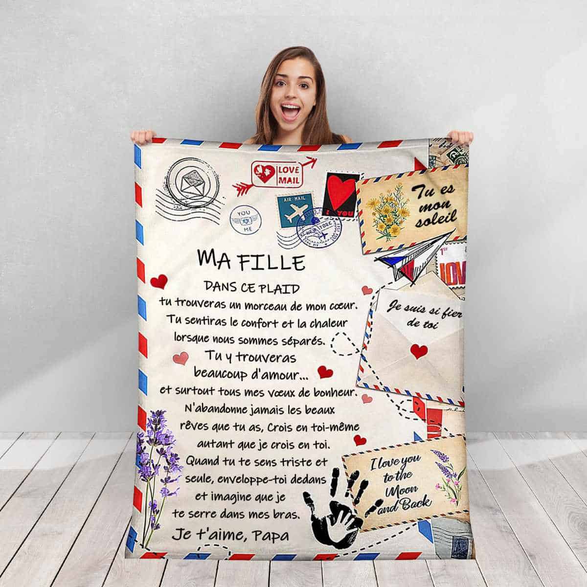 Plaid Personnalisé à offrir à sa fille, signé Maman ou Papa