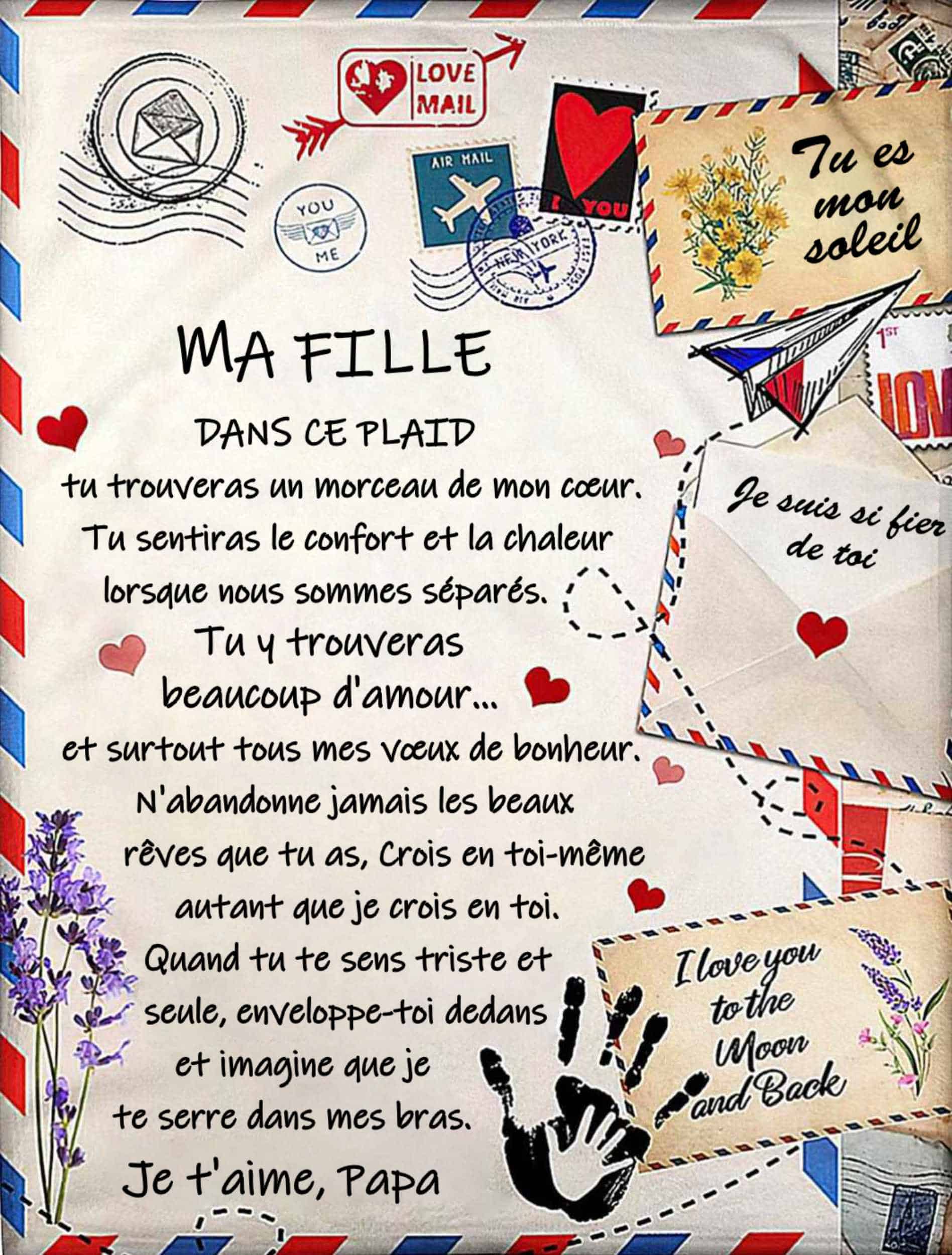 Plaid Personnalisé à offrir à sa fille, signé Maman ou Papa