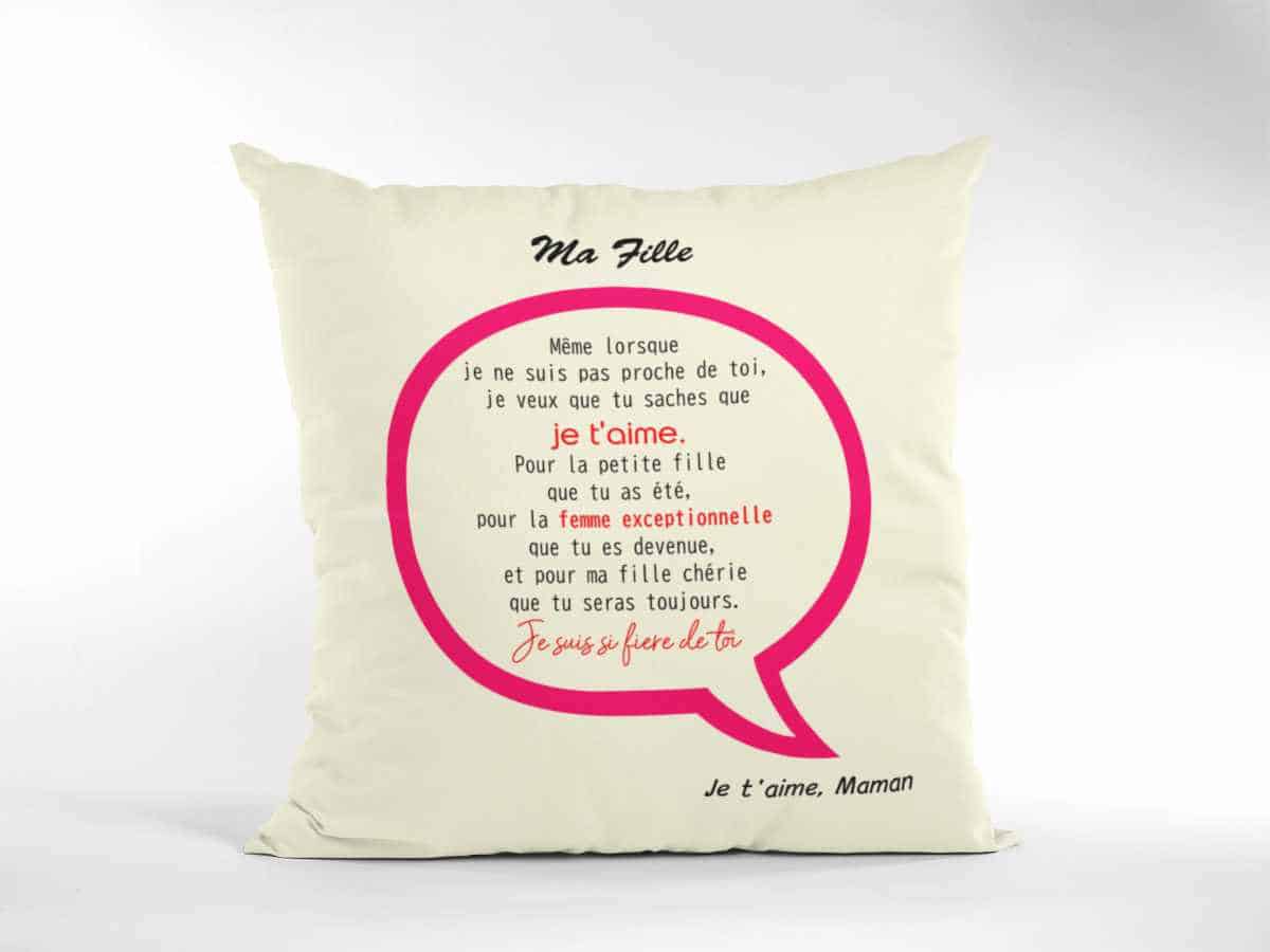Coussin Personnalisé à offrir à sa fille, signé Maman