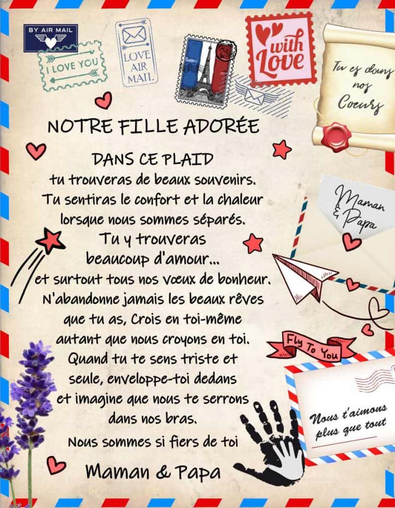 Plaid Avec message Notre fille adorée