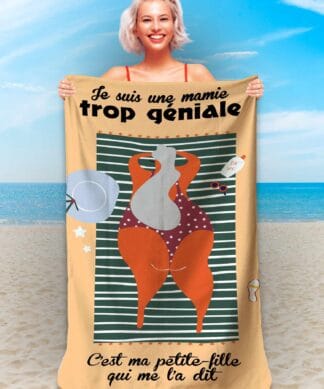 serviette de plage en microfibre - je suis une mamie trop géniale