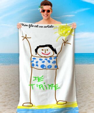 serviette de plage en microfibre - Mon fils est un artiste